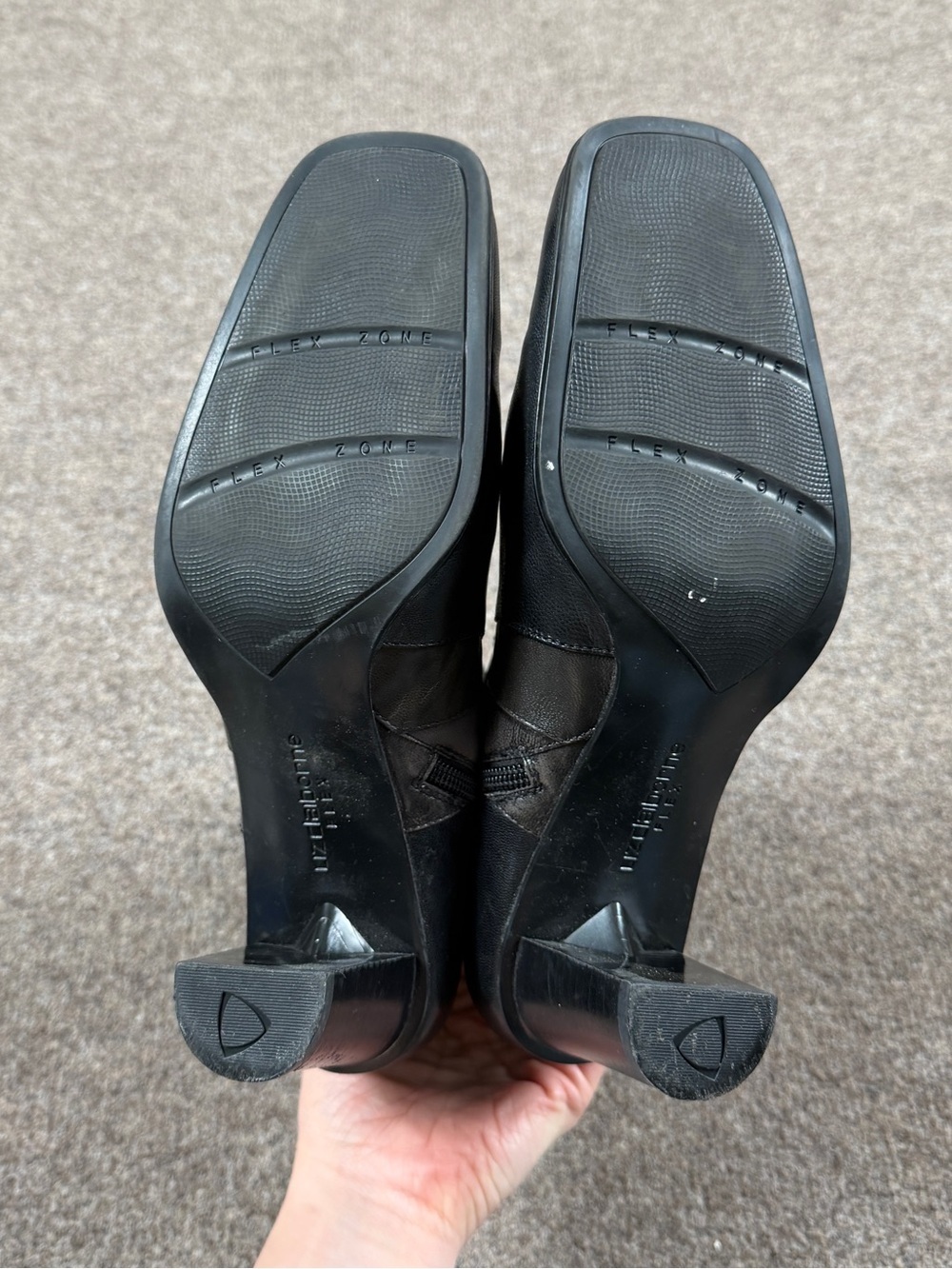 90s Y2K Liz Claiborne Black Leather Chunky Heel Square Toe Ankle Boots Women’s 8 - Picture 8 of 12